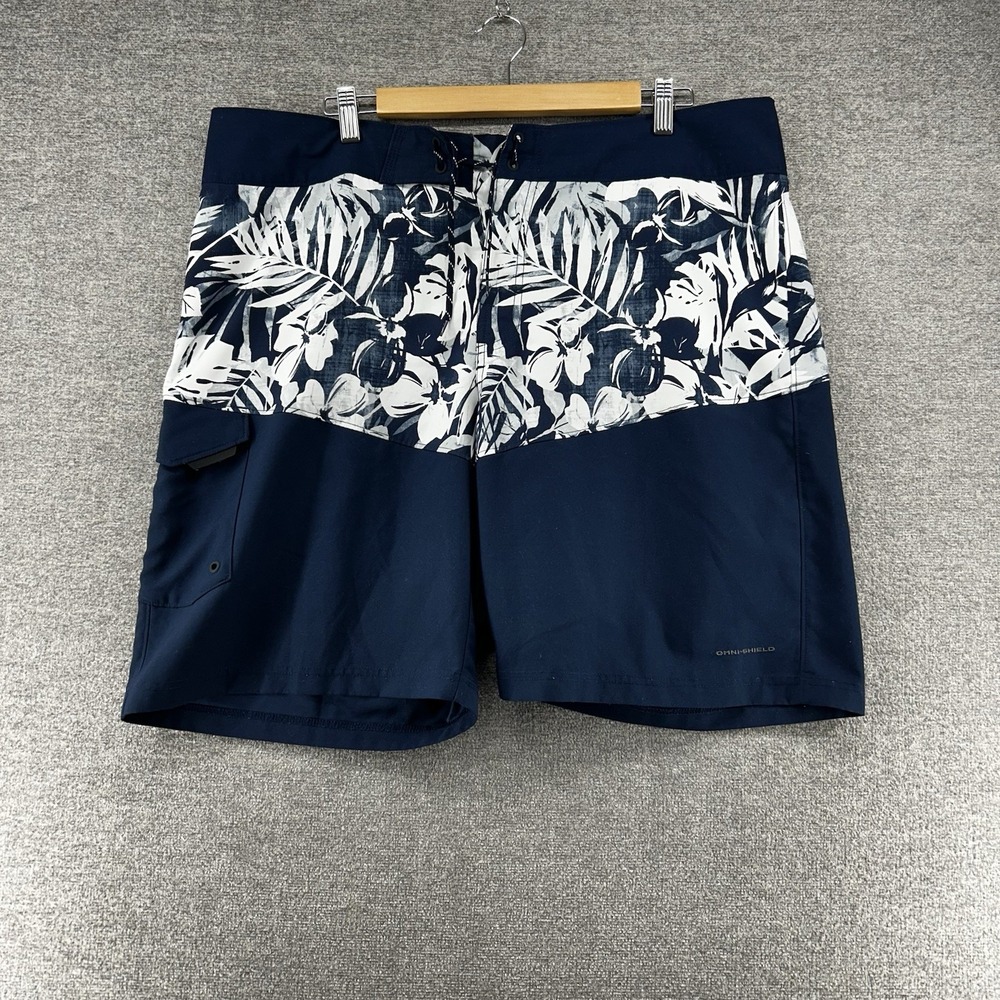Columbia PFG Board‎ Shorts Men Size 40 Omni Shield Tropical Blue Beach